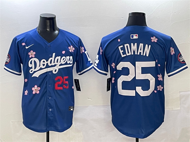 Men's Los Angeles Dodgers #25 Tommy Edman Royal 2025 Tokyo Series Limited Stitched Baseball Jersey Men's Los Angeles Dodgers #25 Tommy Edman Royal 2025 Tokyo Series Limited Stitched Baseball Jersey
